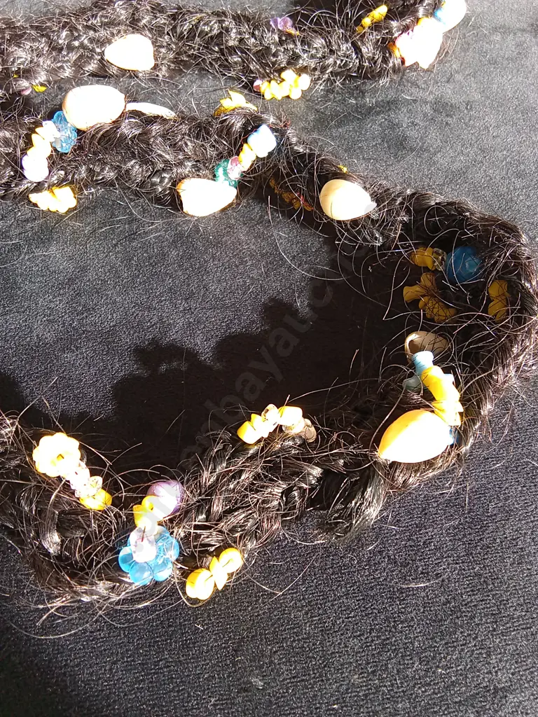 TRADITIONAL TONGAN CEREMONIAL KAFA MADE WITH REAL HUMAN HAIR AND BEADS Image 1++