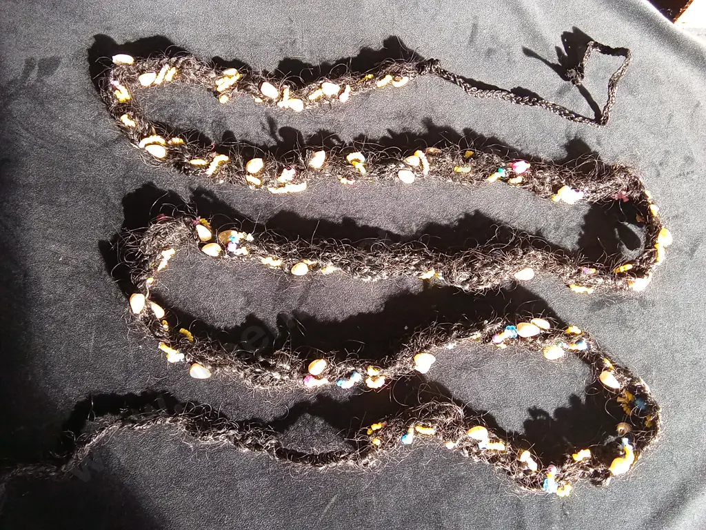 TRADITIONAL TONGAN CEREMONIAL KAFA MADE WITH REAL HUMAN HAIR AND BEADS Image 1++