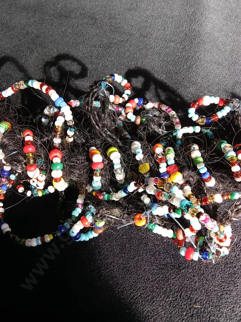 TRADITIONAL TONGAN CEREMONIAL KAFA MADE WITH REAL HUMAN HAIR AND BEADS Image 1++