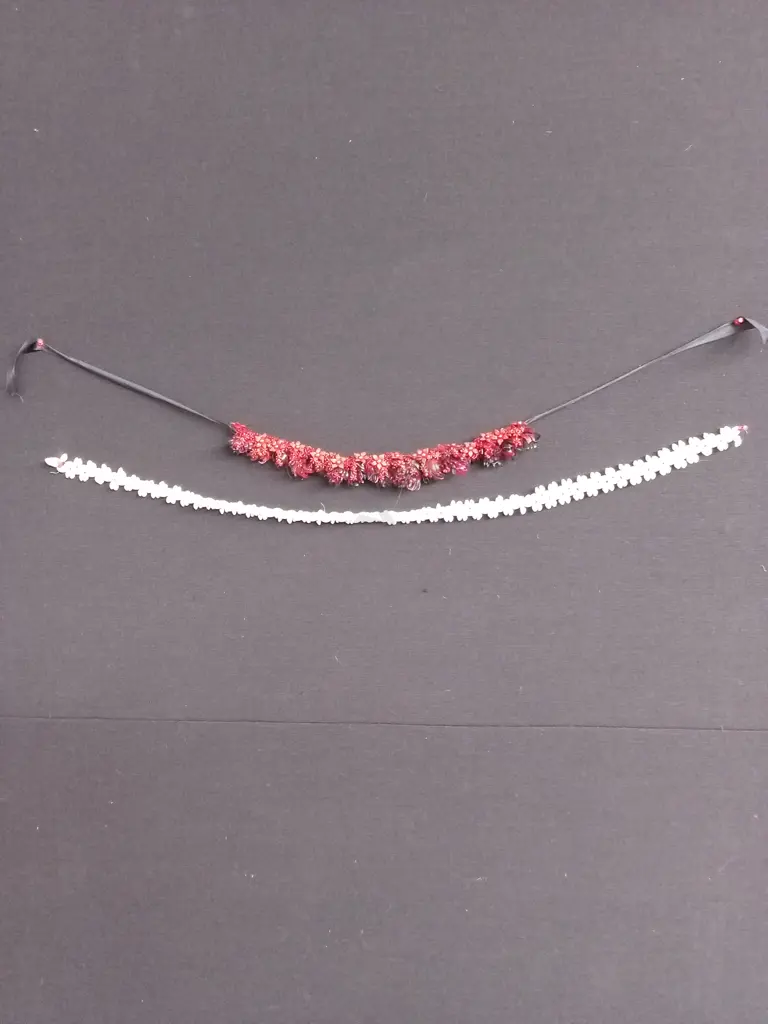 2 TRADITIONAL TONGAN KAHOA CEREMONIAL GARLANDS HANDCRAFTED ONE OF RED SEEDS Image 1++