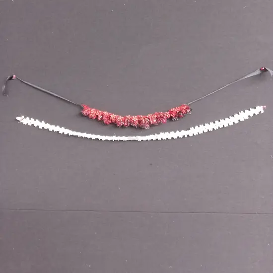 2 TRADITIONAL TONGAN KAHOA CEREMONIAL GARLANDS HANDCRAFTED ONE OF RED SEEDS