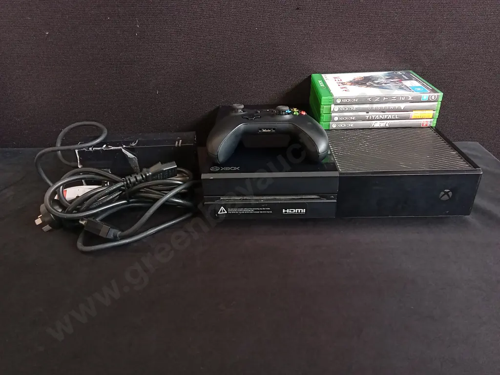 XBOX ONE, INCLUDING 1 CONTROLLER, 4 GAMES, AND CABLES (POWER AND HDMI) Image 1++