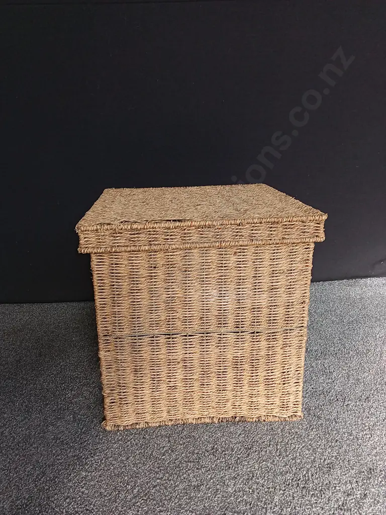 NATURAL RATTAN STORAGE BOX WITH LID, H 50 CM X W 50 CM X D 50 CM Image 1++