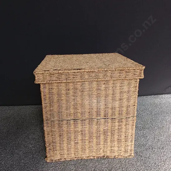NATURAL RATTAN STORAGE BOX WITH LID, H 50 CM X W 50 CM X D 50 CM