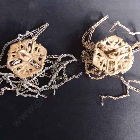 SET OF TWO VINTAGE METAL HANGING INCENSE BURNERS