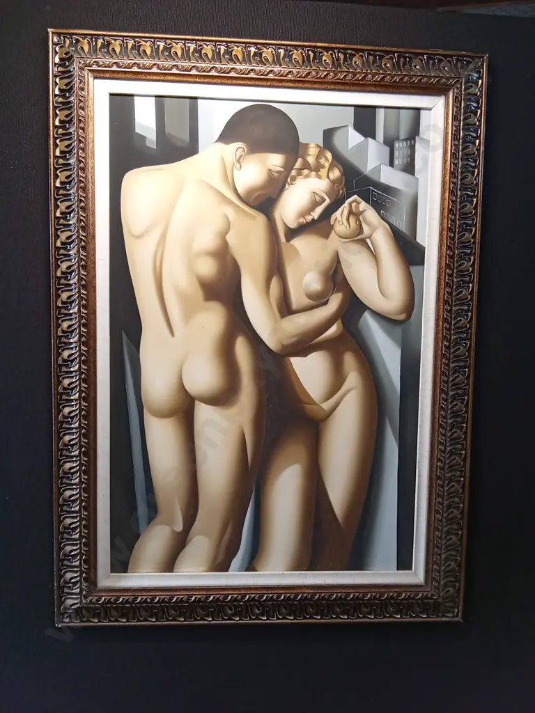 LARGE FRAMED PAINTING REPRODUCTIVE - TAMARA DE LEMPICKA. 80 X 110 CM APPROX Image 1++