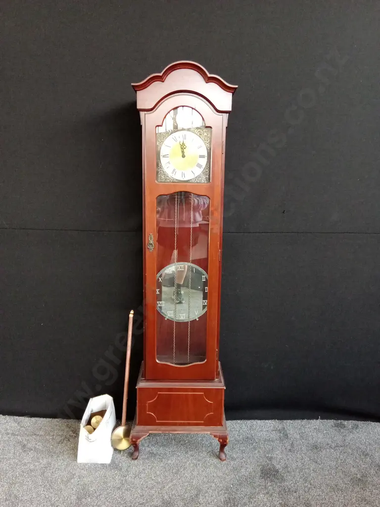 GRANDFATHER CLOCK - TEMPEST FUGIT BRANDED WITH PENDULUM AND WEIGHTS Image 1++