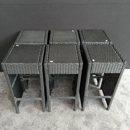 RATTAN OUTDOOR BAR STOOLS X 6 76x36x36 cm