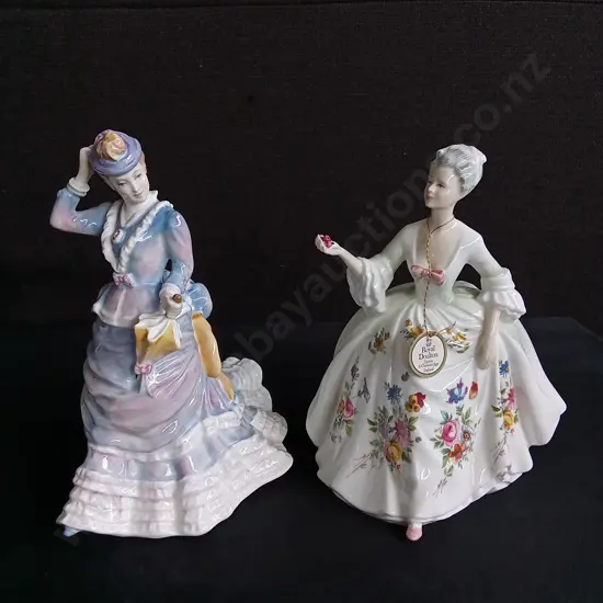 PAIR OF VINTAGE ROYAL DOULTON PORCELAIN FIGURES, "JANICE" 1993, AND "DIANA" 1985, TALLEST H 21.5 CM