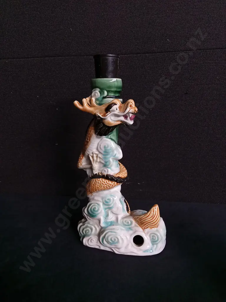 VINTAGE CHINESE PORCELAIN DRAGON LAMP FIXTURE, H 28.5 CM Image 1++