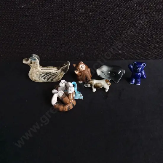 VINTAGE MINIATURE ANIMAL GLAZED FIGURINES, TALLEST H 4 CM