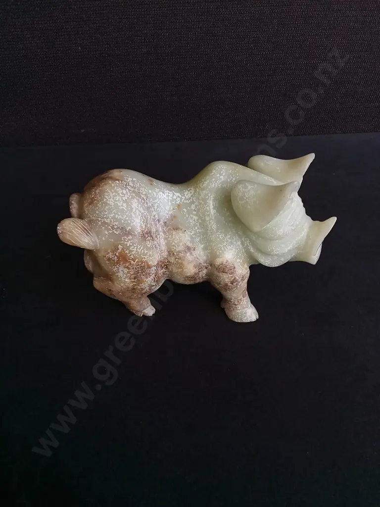 2 PIECES DECORATIVE PIG FIGURINES, CELADON JADE SCULPTURE, AND VINTAGE CAST IRON DOORSTOP, WIDEST W 14.5 CM Image 1++