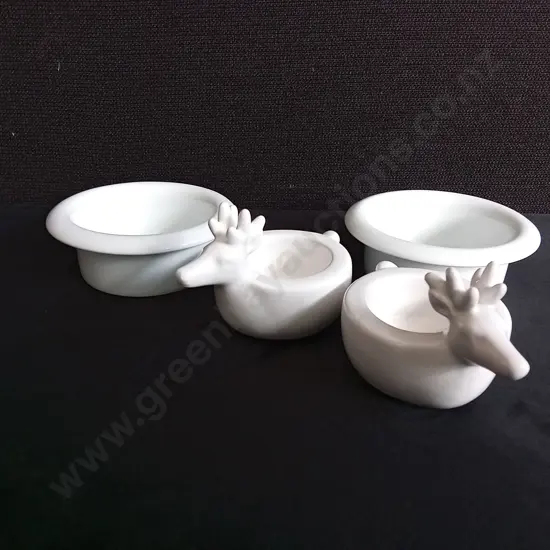 COLLECTION OF 4 WHITE CERAMIC CUPS
