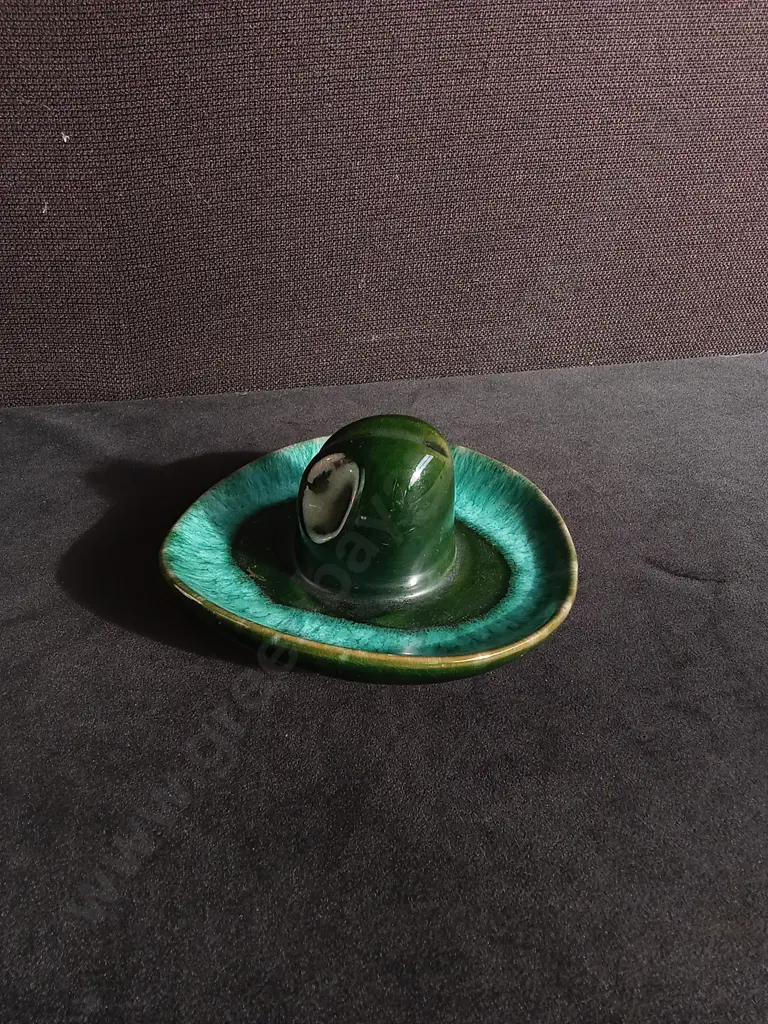 3 PIECES VINTAGE BLUE MOUNTAIN POTTERY GREEN DRIP GLAZE, TALLEST H 27.5 CM Image 1++