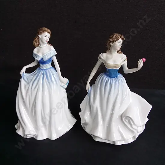 PAIR OF VINTAGE ROYAL DOULTON "PRETTY LADIES" PORCELAIN FIGURES, "CHARLOTTE" 1997, AND "JAYNE" 1999, TALLEST H 22 CM