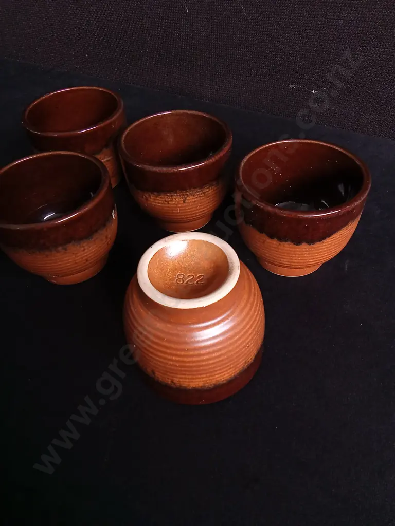 SET OF 5 VINTAGE CERAMIC TUMBLERS, H 7.5 CM Image 1++