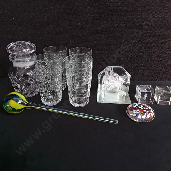 MIX OF GLASS ITEMS, TALLEST H 14.5 CM