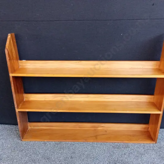 WOODEN DISPLAY SHELVING UNIT, L 126CM X H 97CM X W 18CM