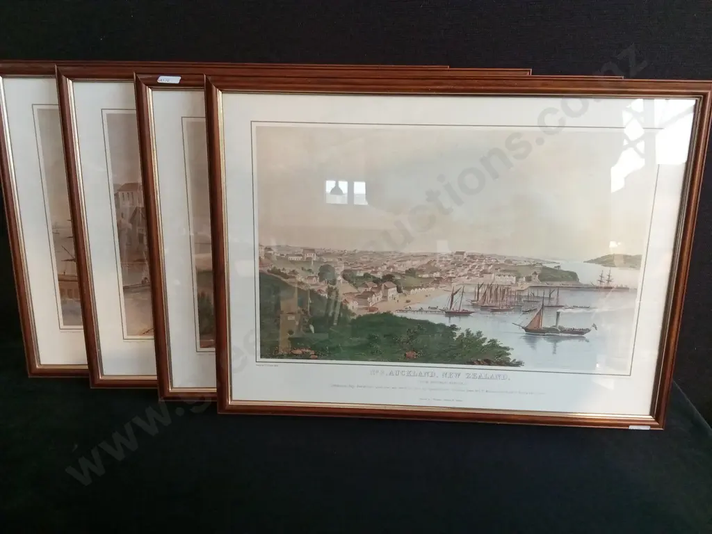4X VINTAGE HISTORICAL PRINTS OF AUCKLAND AREAS, DRAWN BY P.J.HOGAN 1852. Image 1++
