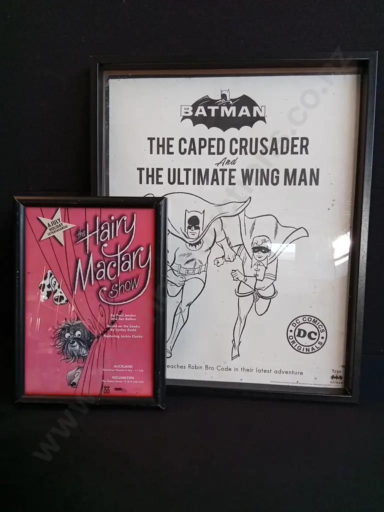 2 FRAMED CARTOON PRINTS, TALLEST H 53 CM X W 42.5 CM Image 1++