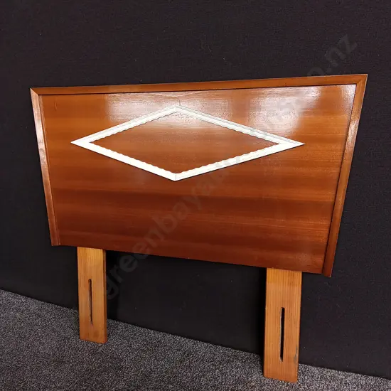 VINTAGE 1960'S WOODEN HEADBOARD, H 78 CM X W 91.5 CM WIDEST POINT