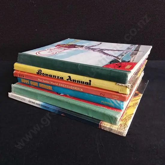 6 VINTAGE 1960'S BOOKS, INCLUDING GIRL ANNUAL 1962, BONANZA ANNUAL, ETC