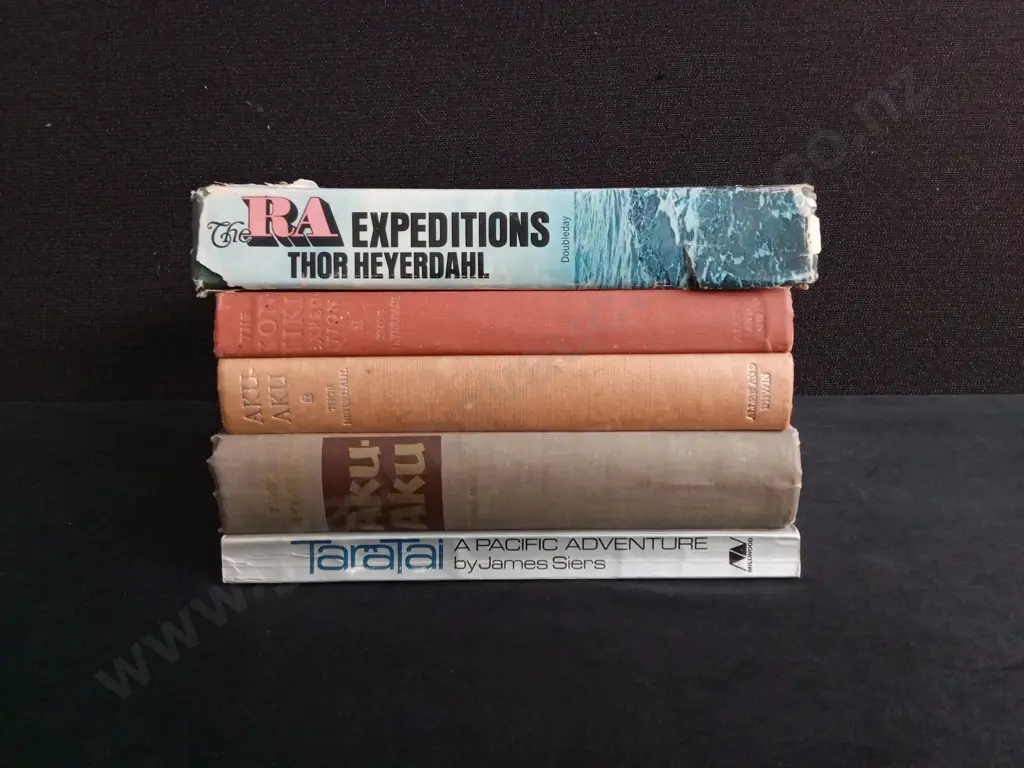 VINTAGE PACIFIC ADVENTURE & THOR HEYERDAHL BOOKS X5 Image 1++