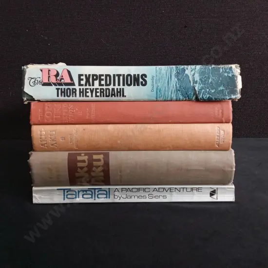 VINTAGE PACIFIC ADVENTURE & THOR HEYERDAHL BOOKS X5