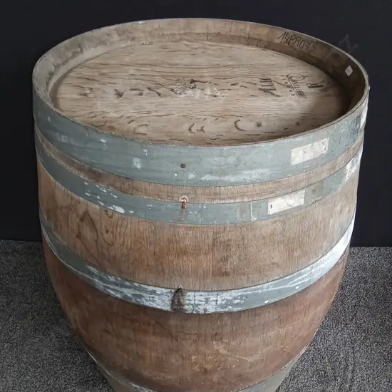 OAK WINE BARREL BY TONNELLERIE REMOND, 60CM TOP DIAMETER, 88CM HIGH