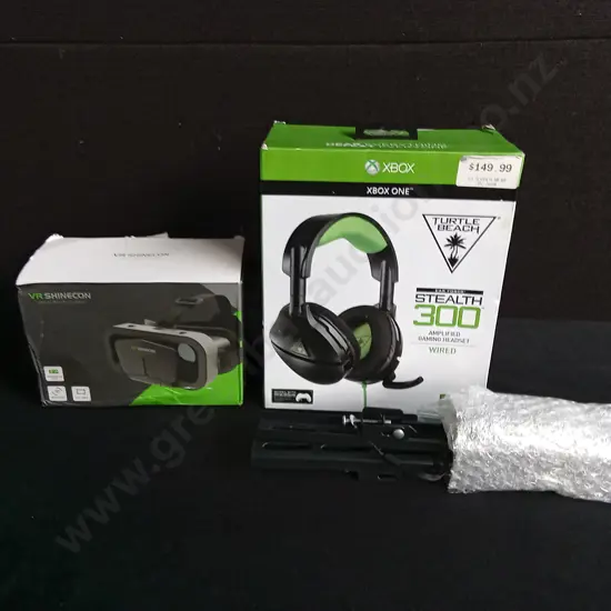 XBOX GAMING HEADSET, VR SHINECON GLASSES, AND TV WALL BRACKET (HOLDS UP TO 55 INCH TV)
