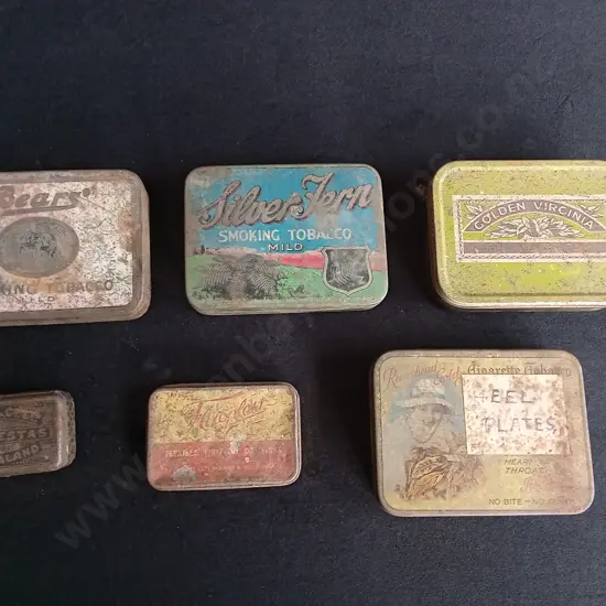 6 NEW ZEALAND MADE VINTAGE TOBACCO AND CIGARETTE TINS, WIDEST W 11 CM