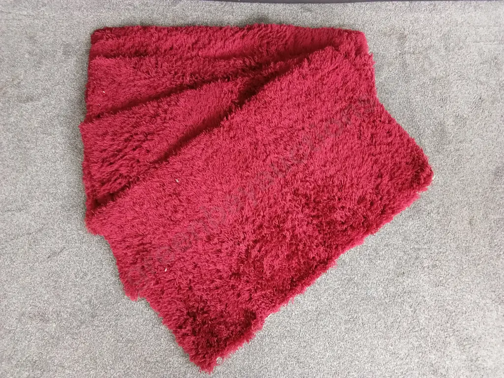 4X RED SHAGGY RECTANGULAR RUGS, 120CM X 75CM Image 1++