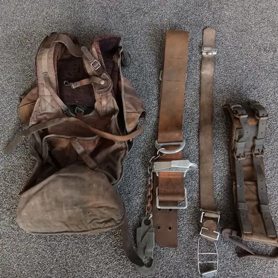 VINTAGE MILITARY GEAR, SAFETY BELTS, AND BREATHING APPARATUS HARNESS