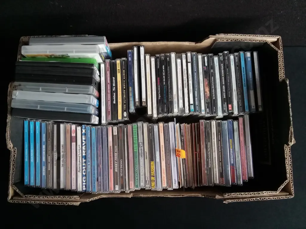 BOX COLLECTION OF CDS AND DVDS Image 1++
