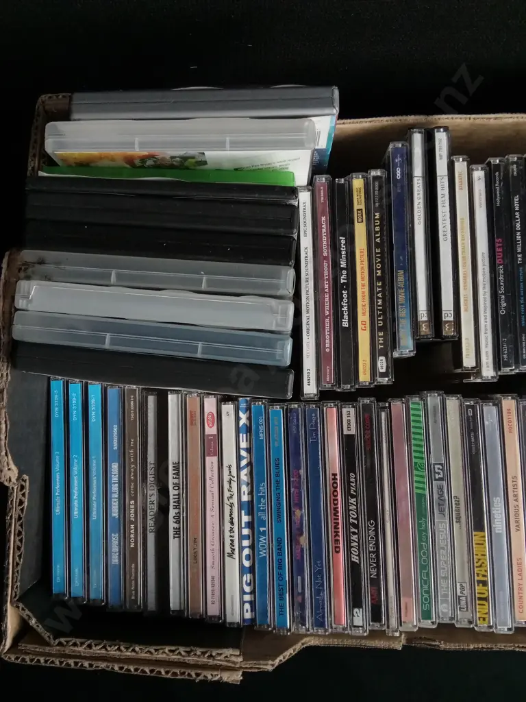 BOX COLLECTION OF CDS AND DVDS Image 1++