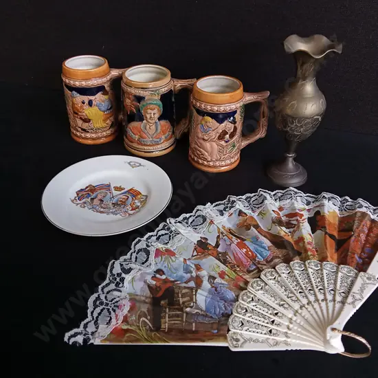 6 PIECES MIX OF VINTAGE ITEMS, TALLEST H 18.5 CM