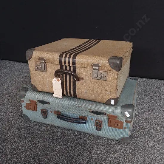 PAIR OF VINTAGE SUITCASES, LARGEST W 59 CM