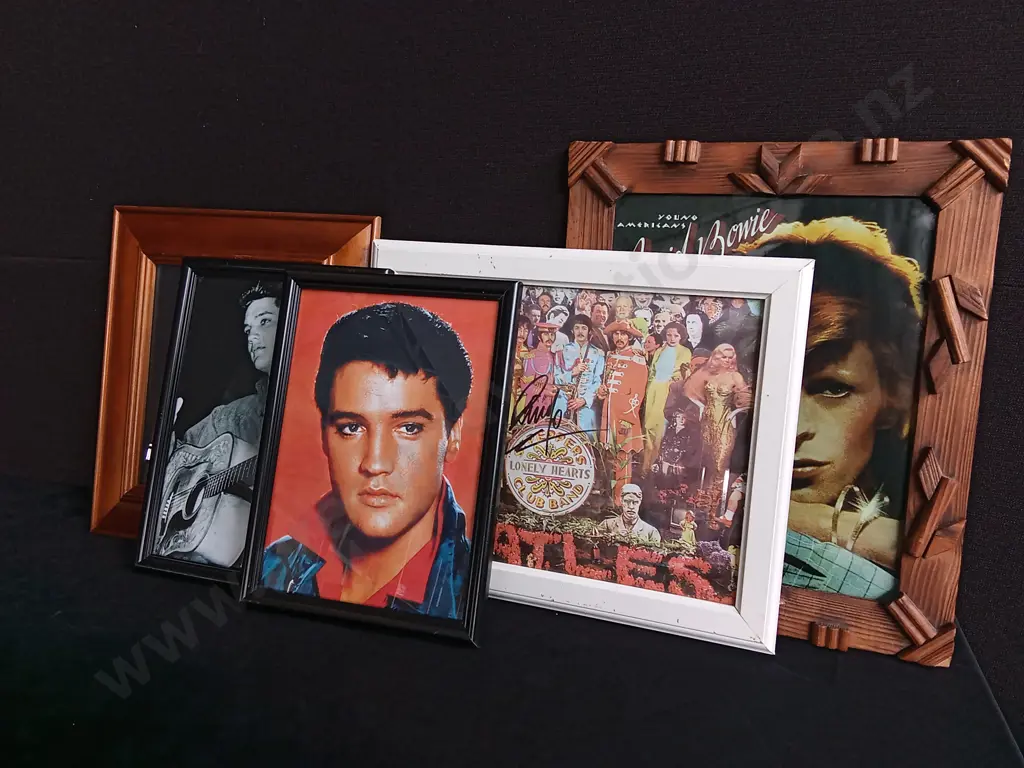 5 PIECES FRAMED MUSICIAN PRINTS,TALLEST H 43.5 CM Image 1++