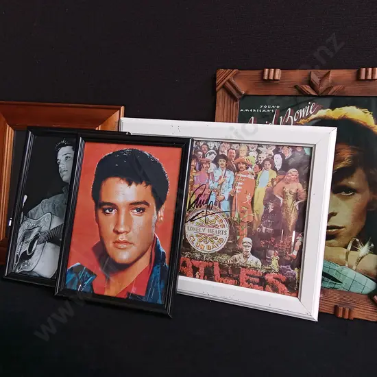 5 PIECES FRAMED MUSICIAN PRINTS,TALLEST H 43.5 CM
