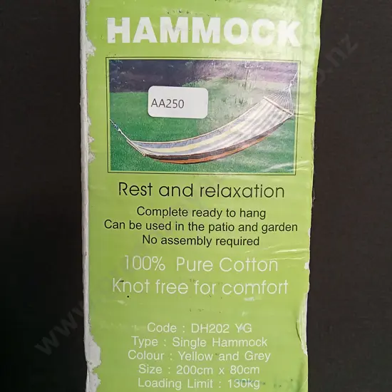 HAMMOCK 100% PURE COTTON, 200CM X 80CM