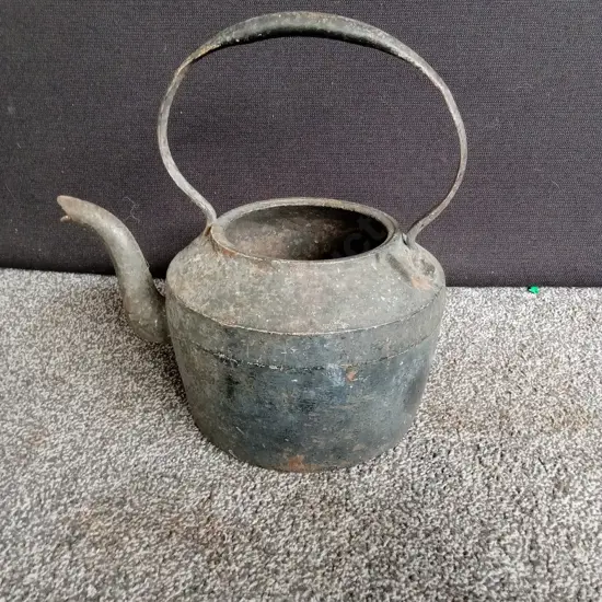 ANTIQUE CAST IRON WATER KETTLE