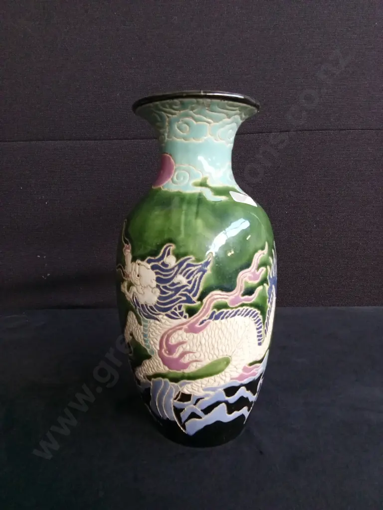 VINTAGE CHINESE DRAGONS ARE VASE H29CM Image 1++