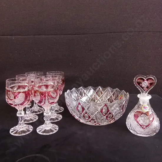 8 VINTAGE HOFBAUR BYRDES GLASS ITEMS