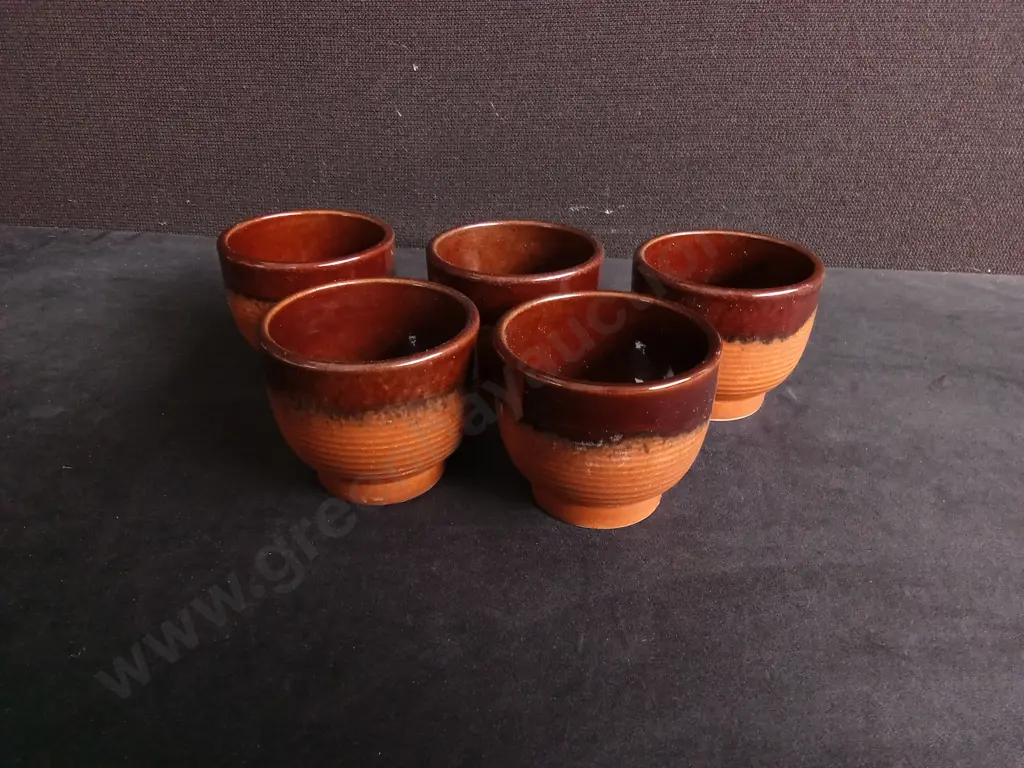 SET OF 5 VINTAGE CERAMIC TUMBLERS, H 7.5 CM Image 1++