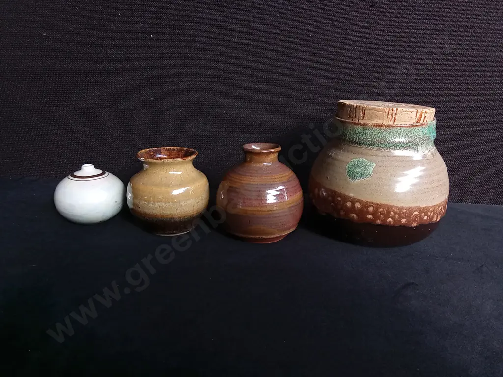 4 VINTAGE STUDIO POTTERY PIECES, TALLEST H 13.5 CM Image 1++
