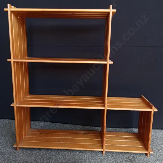 PINE SHELVING UNIT, W 1.4 M X H 1.41 M X D 70 CM