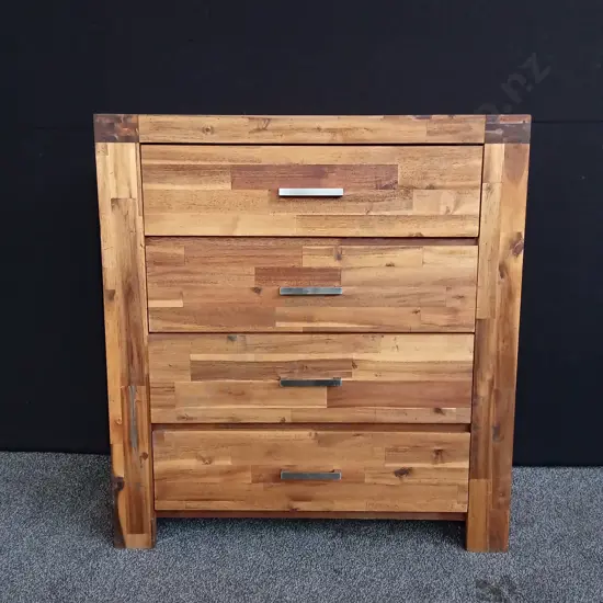 WOODEN CHEST OF DRAWERS, H 103CM X L 96CM D 42CM