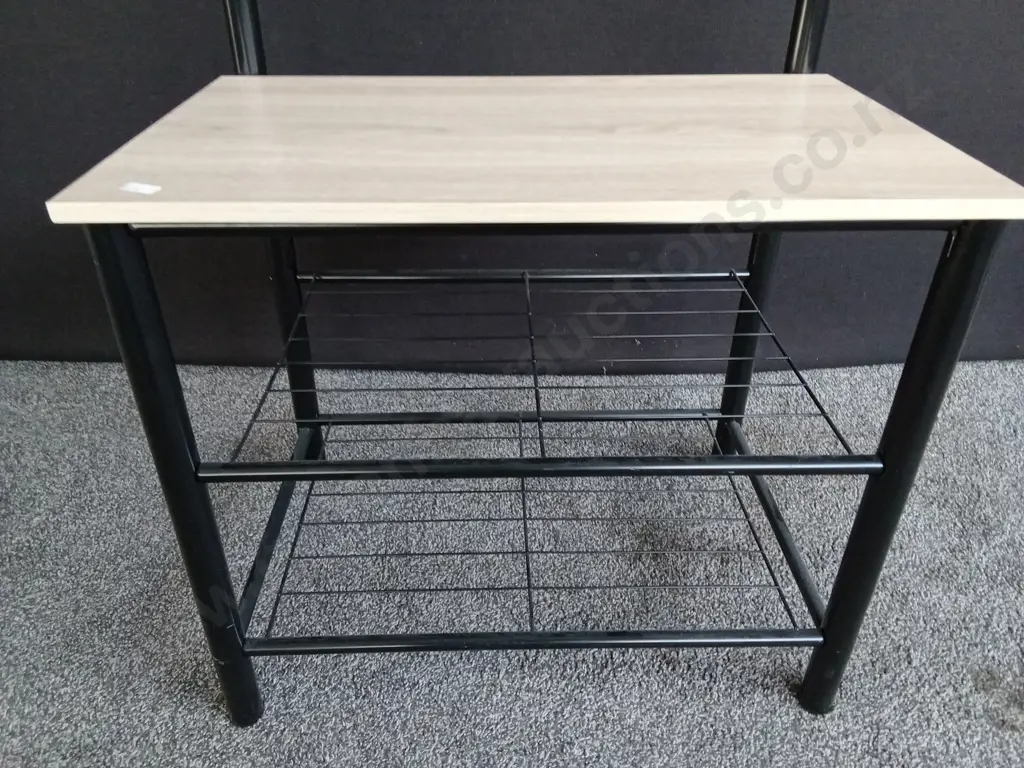 ENTRY HANGER BENCH WITH WOODEN SHELVES, H 175CM X W 61CM X D 40CM Image 1++