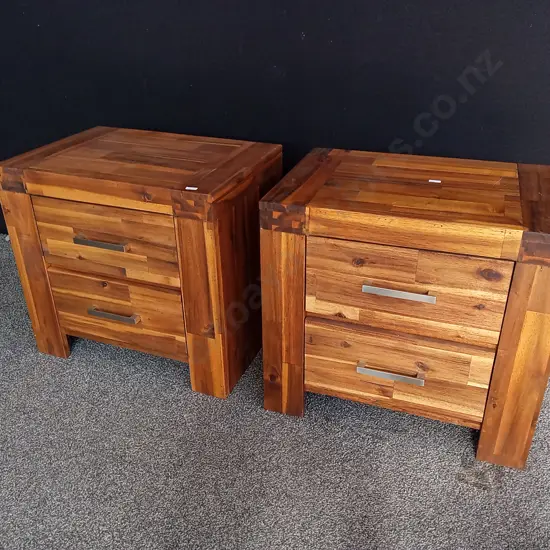PAIR OF WOODEN SIDE TABLES, H 55 CM X D 41 CM X W 59 CM