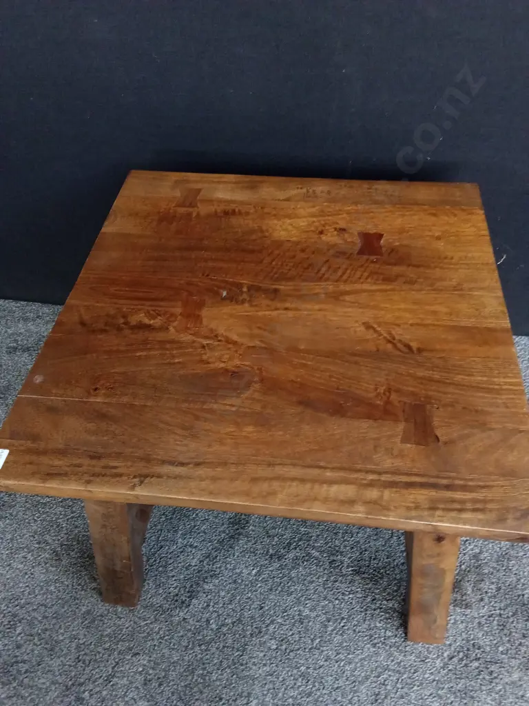 RUSTIC TEAK SQUARE SIDE TABLE, H 50 CM X W 60 CM X D 61 CM Image 1++